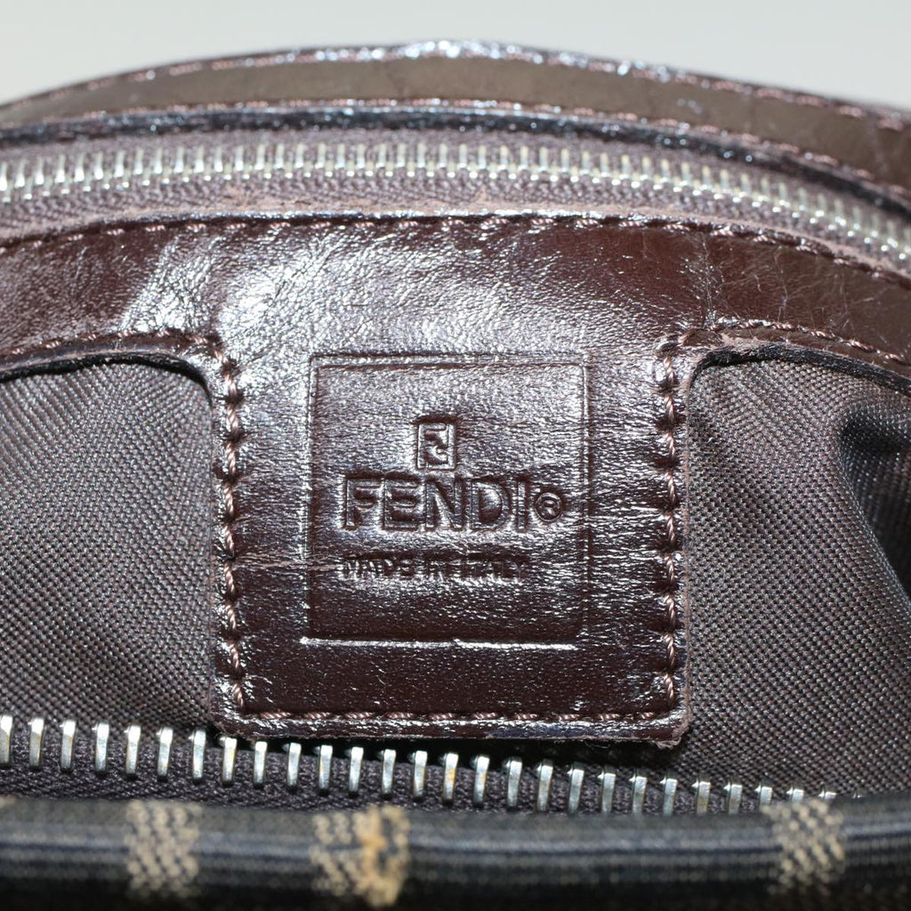 FENDI Zucca Canvas Mamma Baguette Shoulder Bag Black Brown 52008