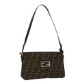 FENDI Zucca Canvas Mamma Baguette Shoulder Bag Black Brown 52008
