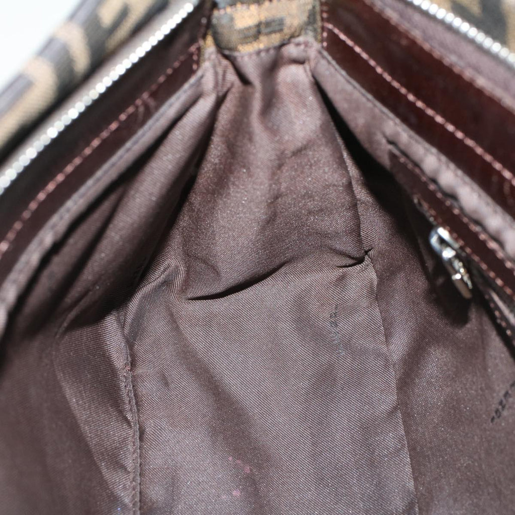 FENDI Zucca Canvas Mamma Baguette Shoulder Bag Black Brown 52008