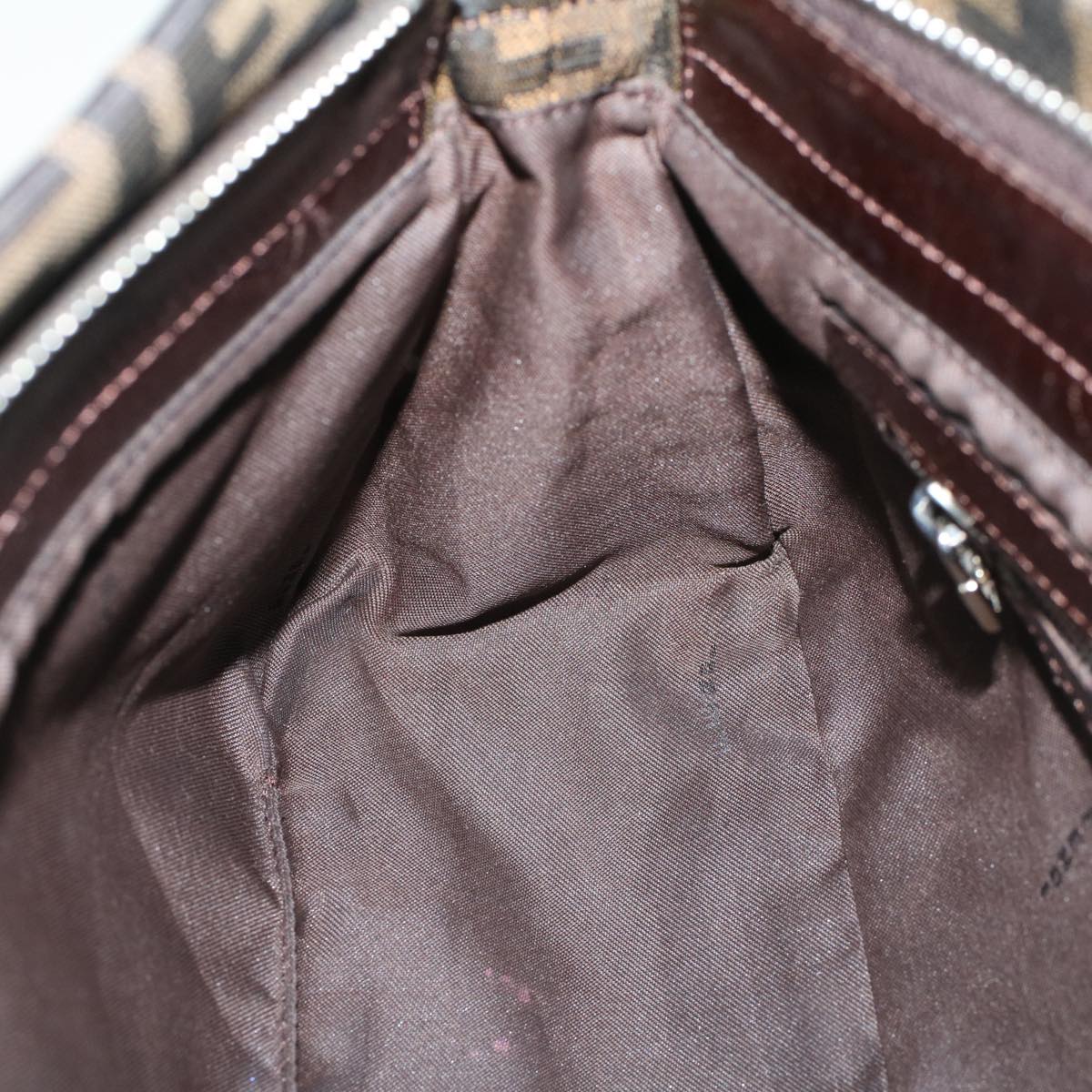 FENDI Zucca Canvas Mamma Baguette Shoulder Bag Black Brown 52008