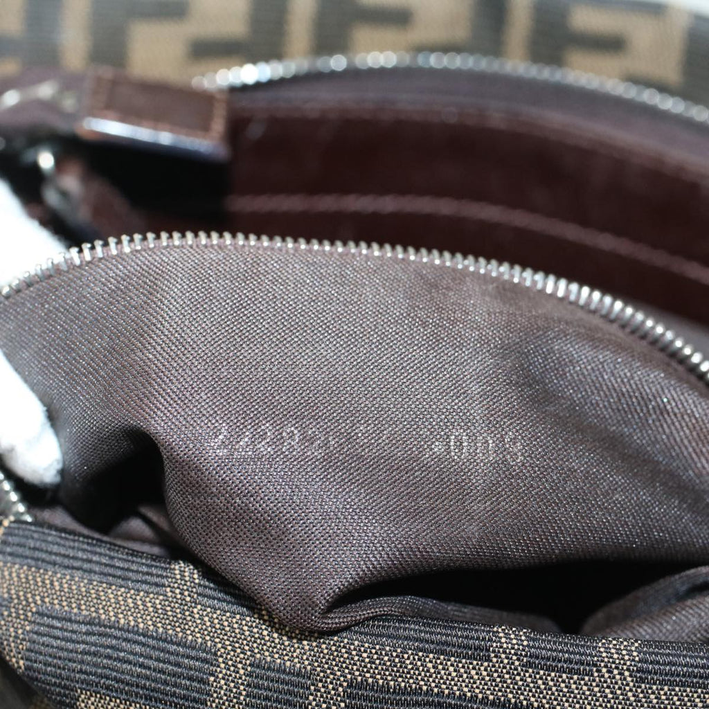 FENDI Zucca Canvas Mamma Baguette Shoulder Bag Black Brown 52008