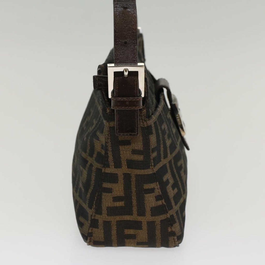 FENDI Zucca Canvas Mamma Baguette Shoulder Bag Black Brown 52008