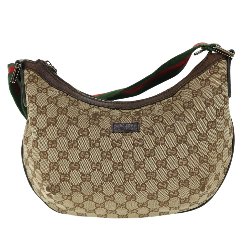 GUCCI GG Canvas Web Sherry Line Cross Shoulder Bag Beige Red 181092 52012