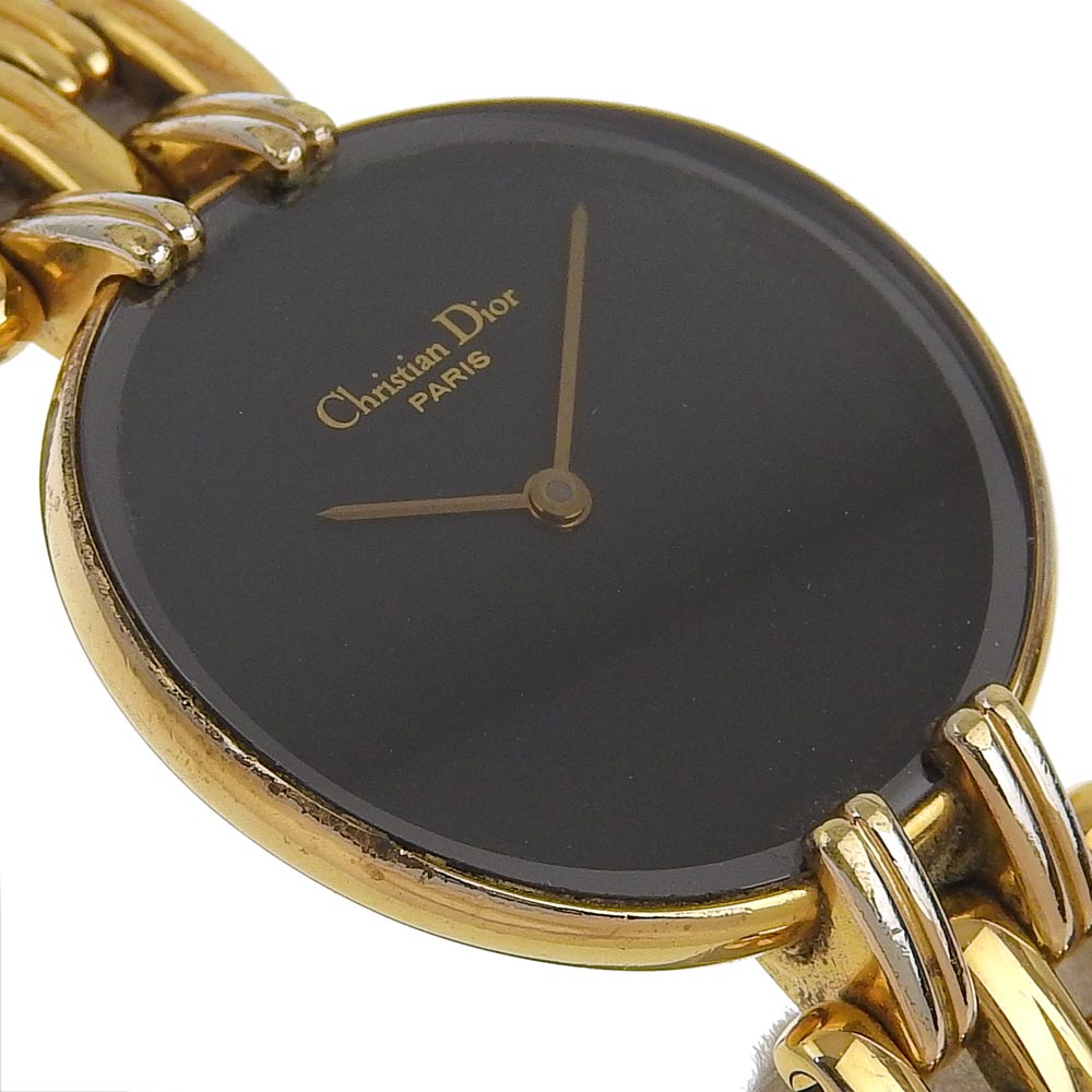 Christian Dior Watches Quartz 46.154.3 Plated Gold black Bagira black dial Women Used