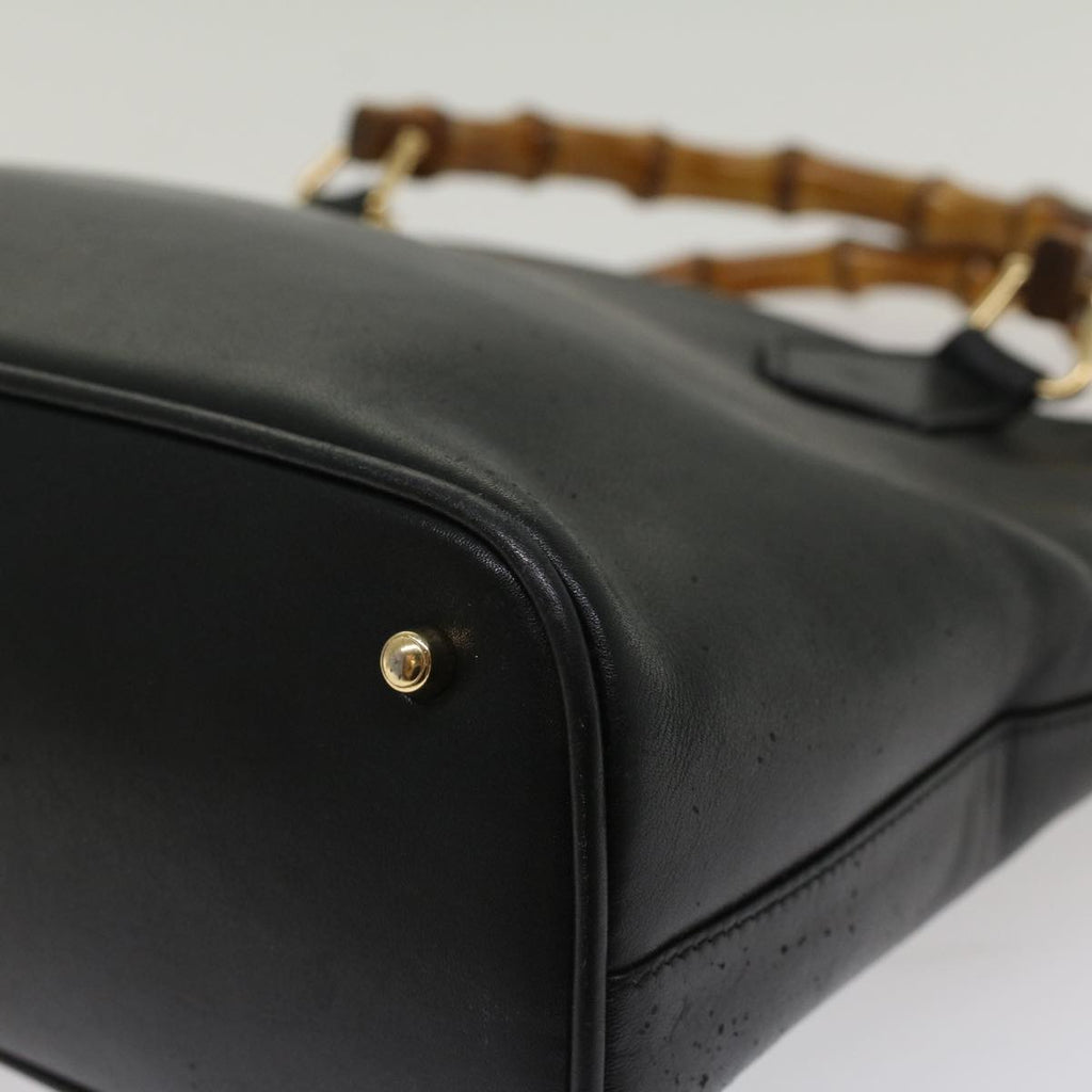 GUCCI Bamboo Hand Bag Leather Black 000 2214 0289 52034