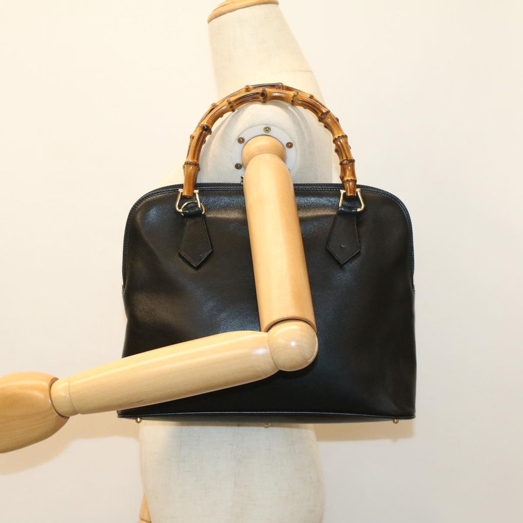 GUCCI Bamboo Hand Bag Leather Black 000 2214 0289 52034