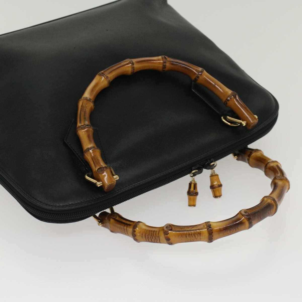 GUCCI Bamboo Hand Bag Leather Black 000 2214 0289 52034