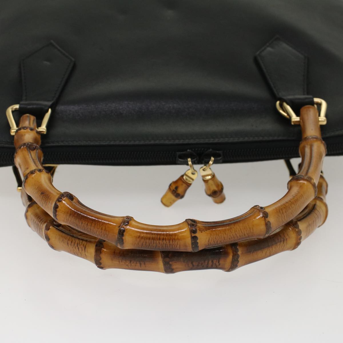 GUCCI Bamboo Hand Bag Leather Black 000 2214 0289 52034