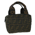 FENDI Zucca Canvas Hand Bag Black Brown 52035