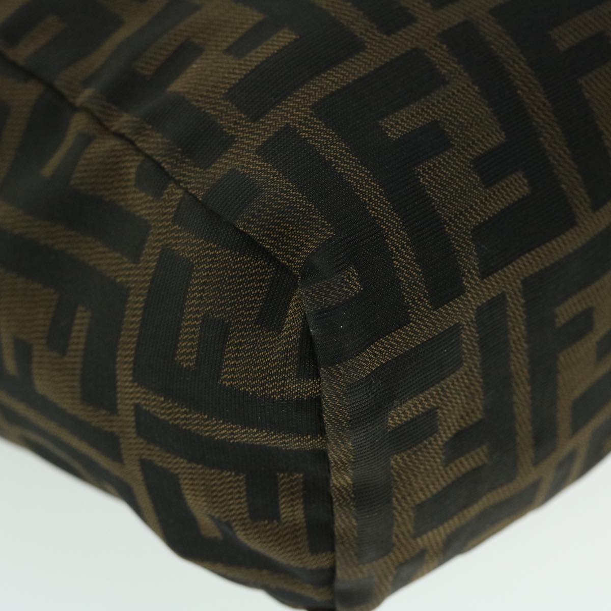FENDI Zucca Canvas Hand Bag Black Brown 52035