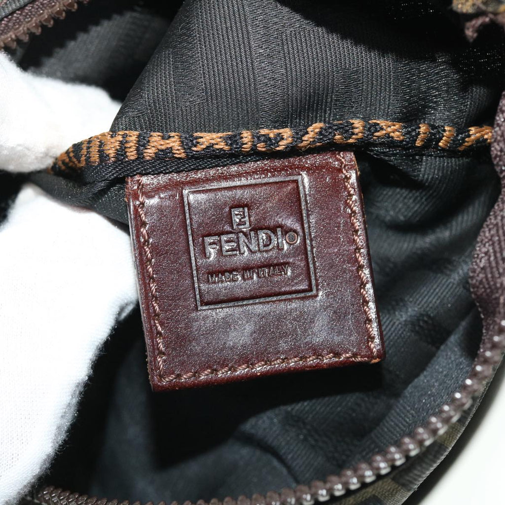 FENDI Zucca Canvas Hand Bag Black Brown 52035