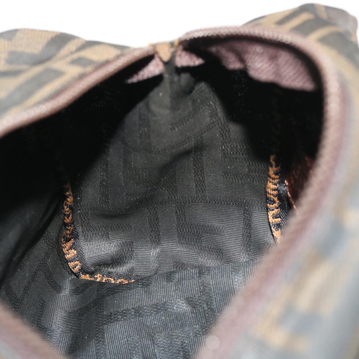 FENDI Zucca Canvas Hand Bag Black Brown 52035