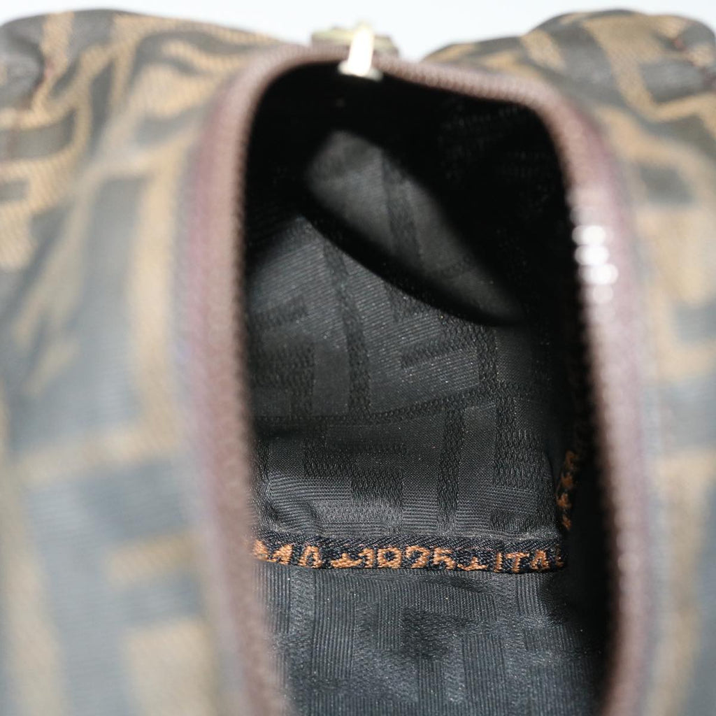 FENDI Zucca Canvas Hand Bag Black Brown 52035