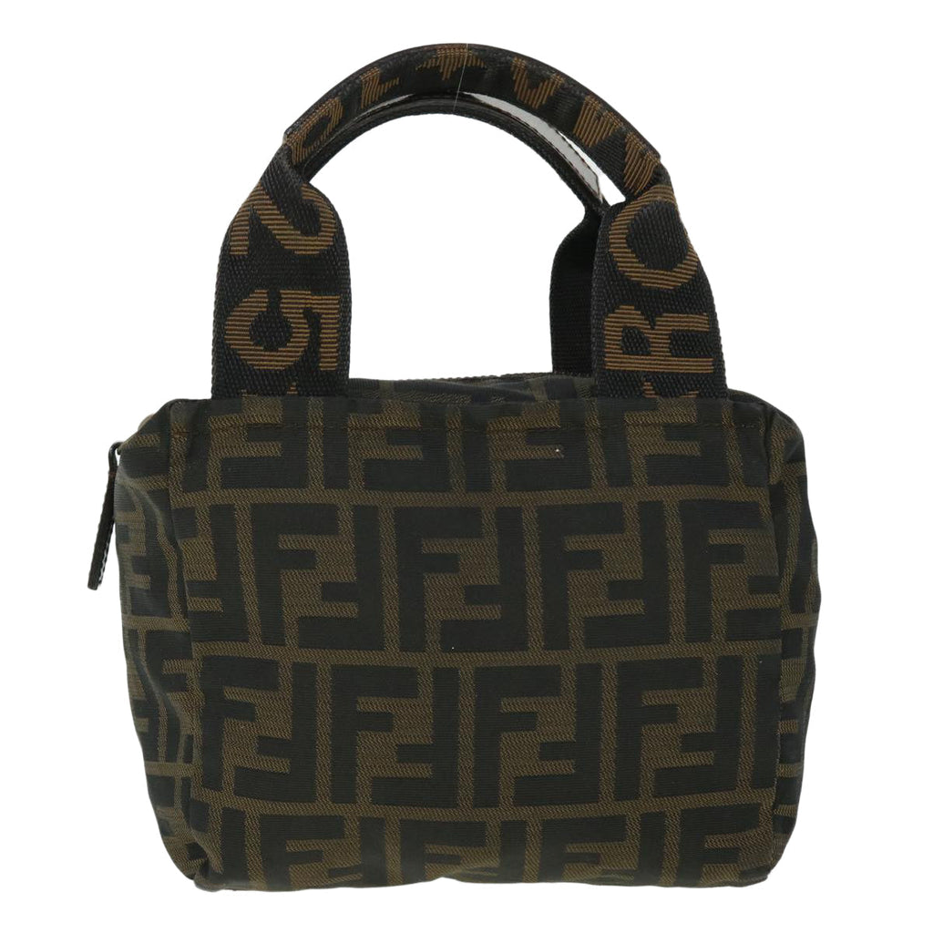 FENDI Zucca Canvas Hand Bag Black Brown 52035