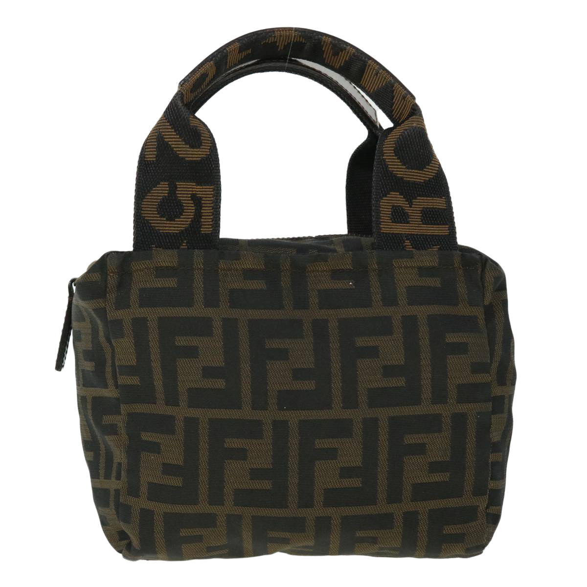 FENDI Zucca Canvas Hand Bag Black Brown 52035