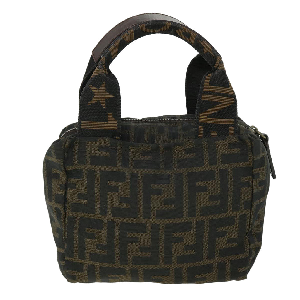 FENDI Zucca Canvas Hand Bag Black Brown 52035