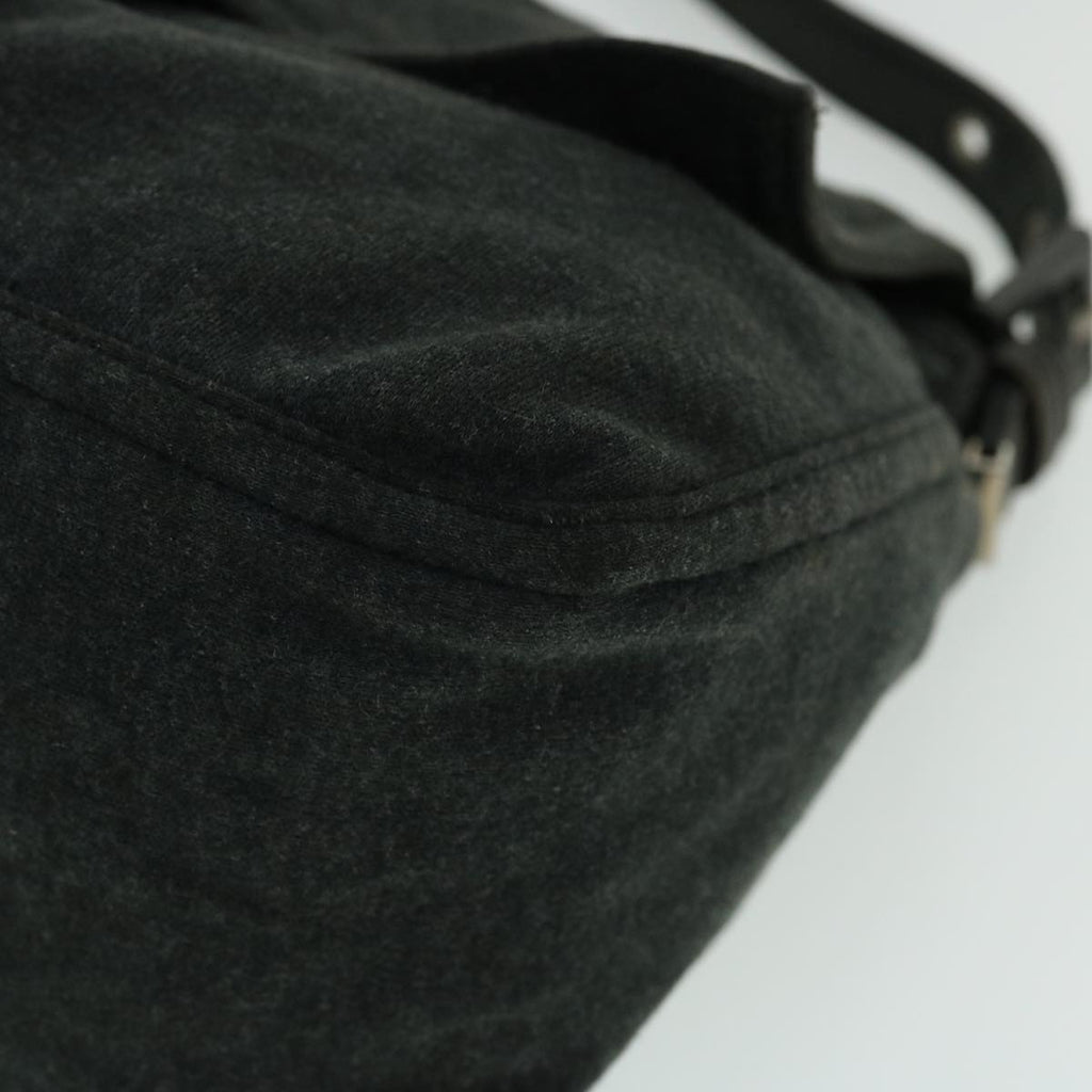 FENDI Mamma Baguette Shoulder Bag Nylon Gray 52069