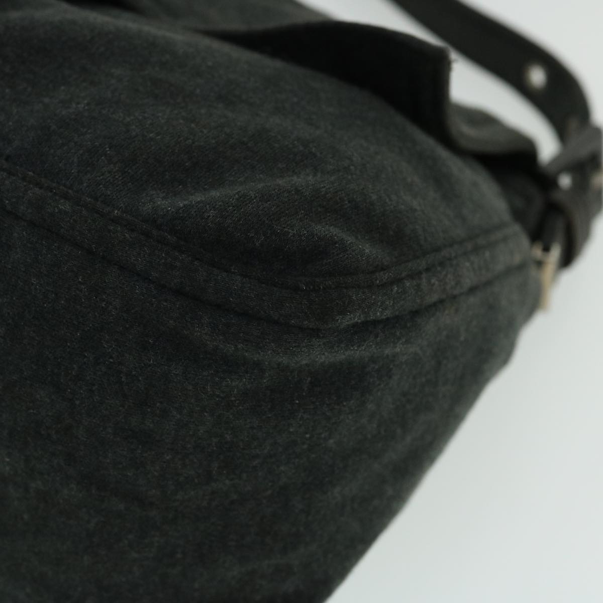 FENDI Mamma Baguette Shoulder Bag Nylon Gray 52069