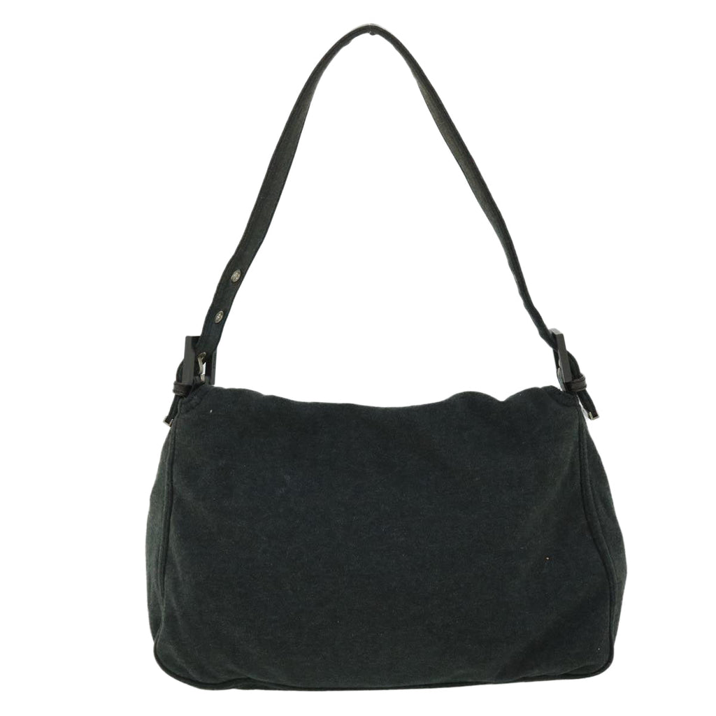 FENDI Mamma Baguette Shoulder Bag Nylon Gray 52069