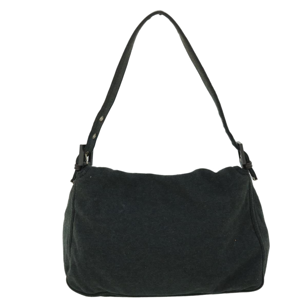 FENDI Mamma Baguette Shoulder Bag Nylon Gray 52069