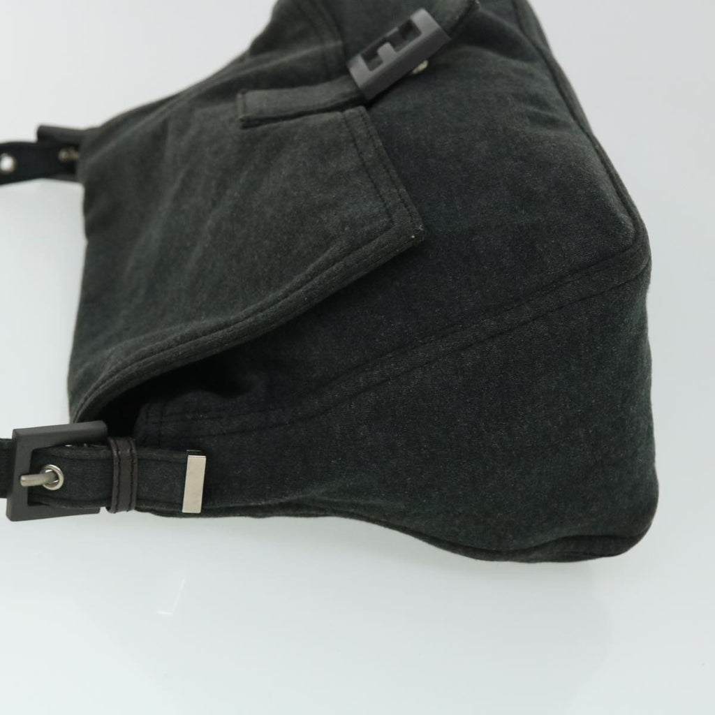 FENDI Mamma Baguette Shoulder Bag Nylon Gray 52069