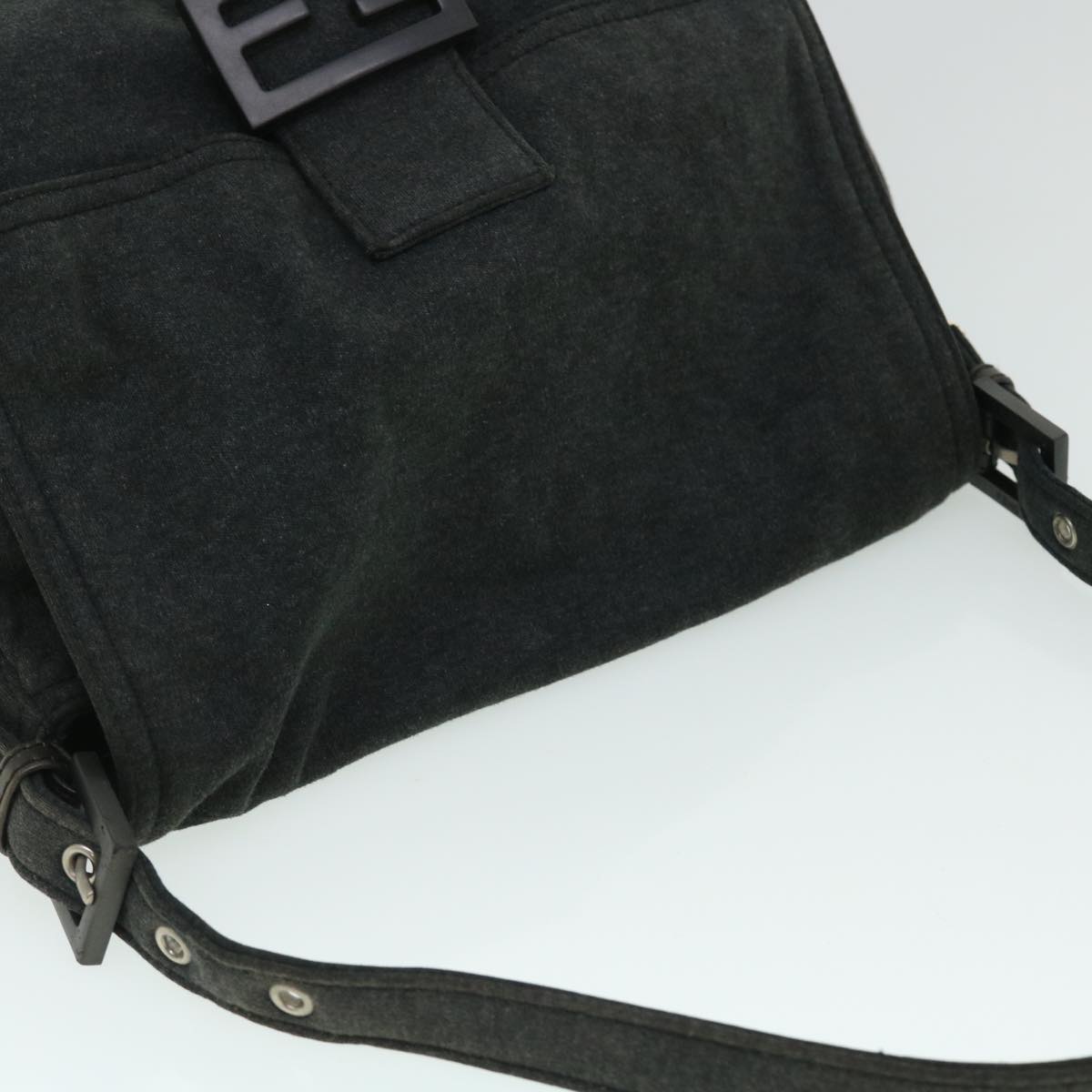 FENDI Mamma Baguette Shoulder Bag Nylon Gray 52069