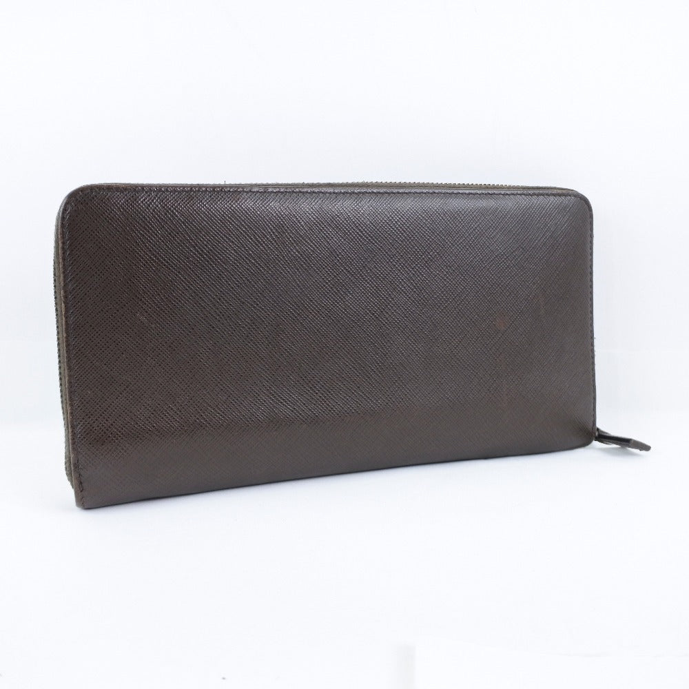 PRADA Long Wallet Purse 2ML220 Safiano Brown Brown Zip Around Women Used