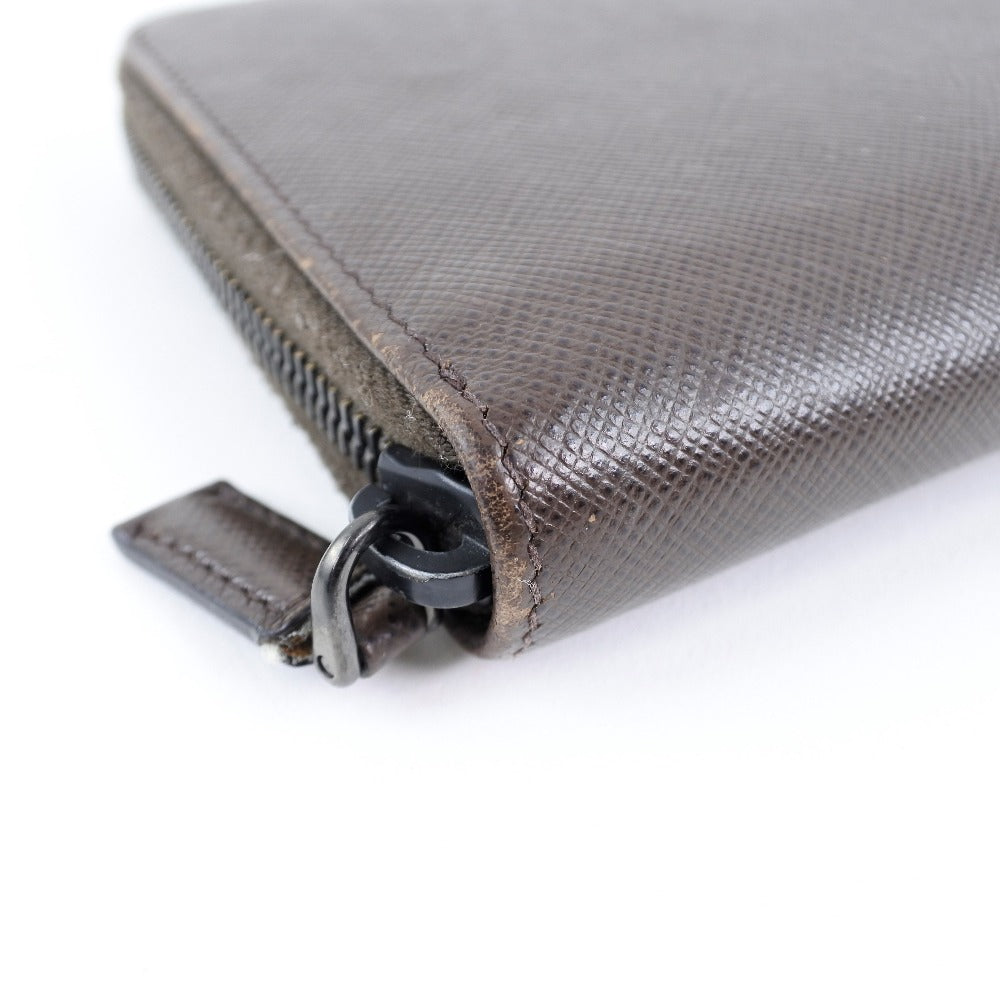 PRADA Long Wallet Purse 2ML220 Safiano Brown Brown Zip Around Women Used
