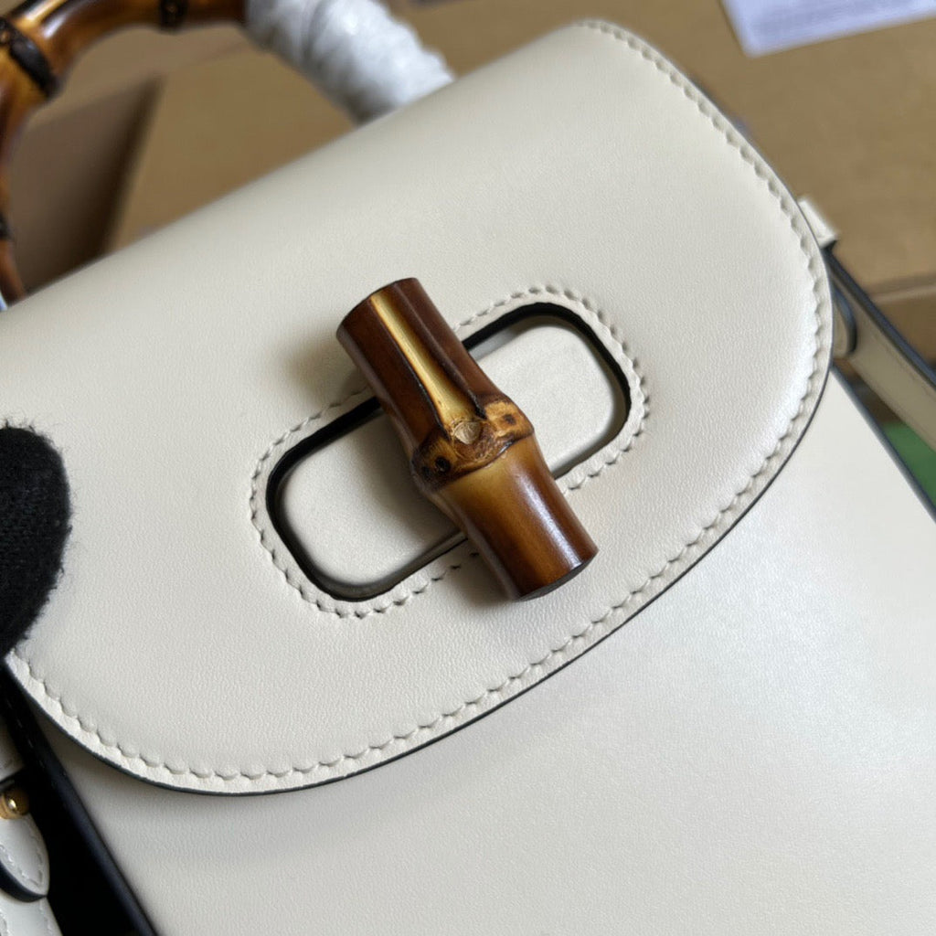gg Bamboo Mini Handbag White For Women, Women’s Bags 6.2in/16cm gg 702106 UZY0T 9022