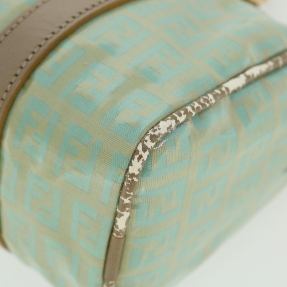 FENDI Zucchino Canvas Hand Bag Enamel Light Blue 52118