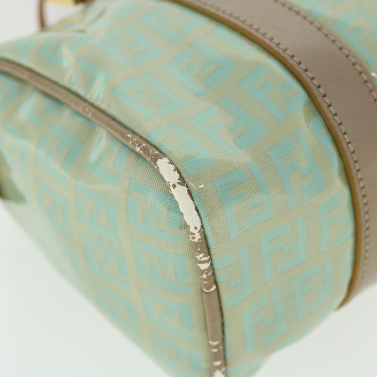 FENDI Zucchino Canvas Hand Bag Enamel Light Blue 52118
