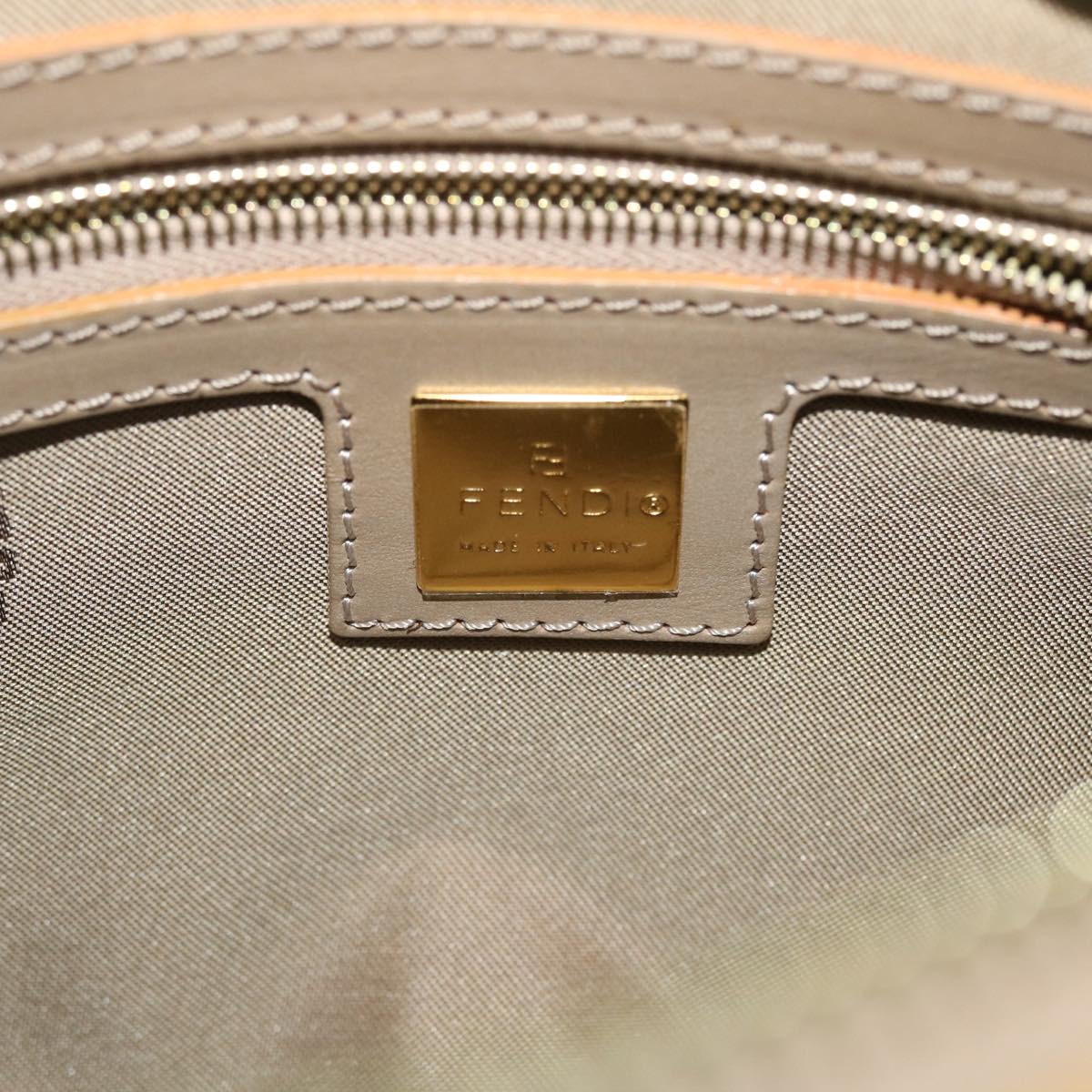 FENDI Zucchino Canvas Hand Bag Enamel Light Blue 52118