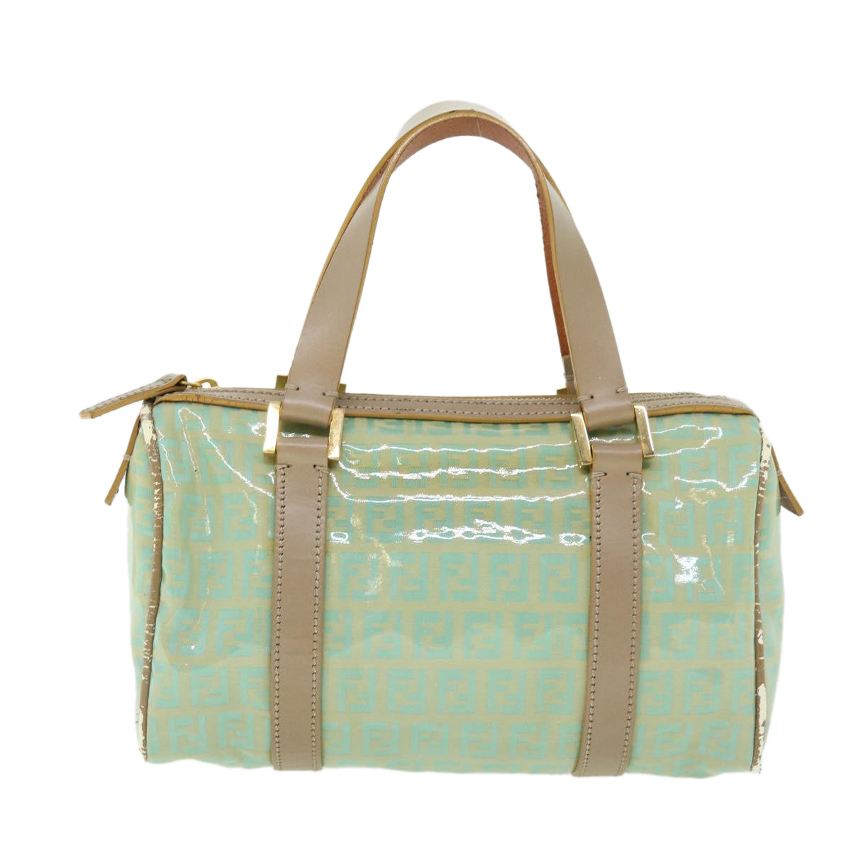 FENDI Zucchino Canvas Hand Bag Enamel Light Blue 52118