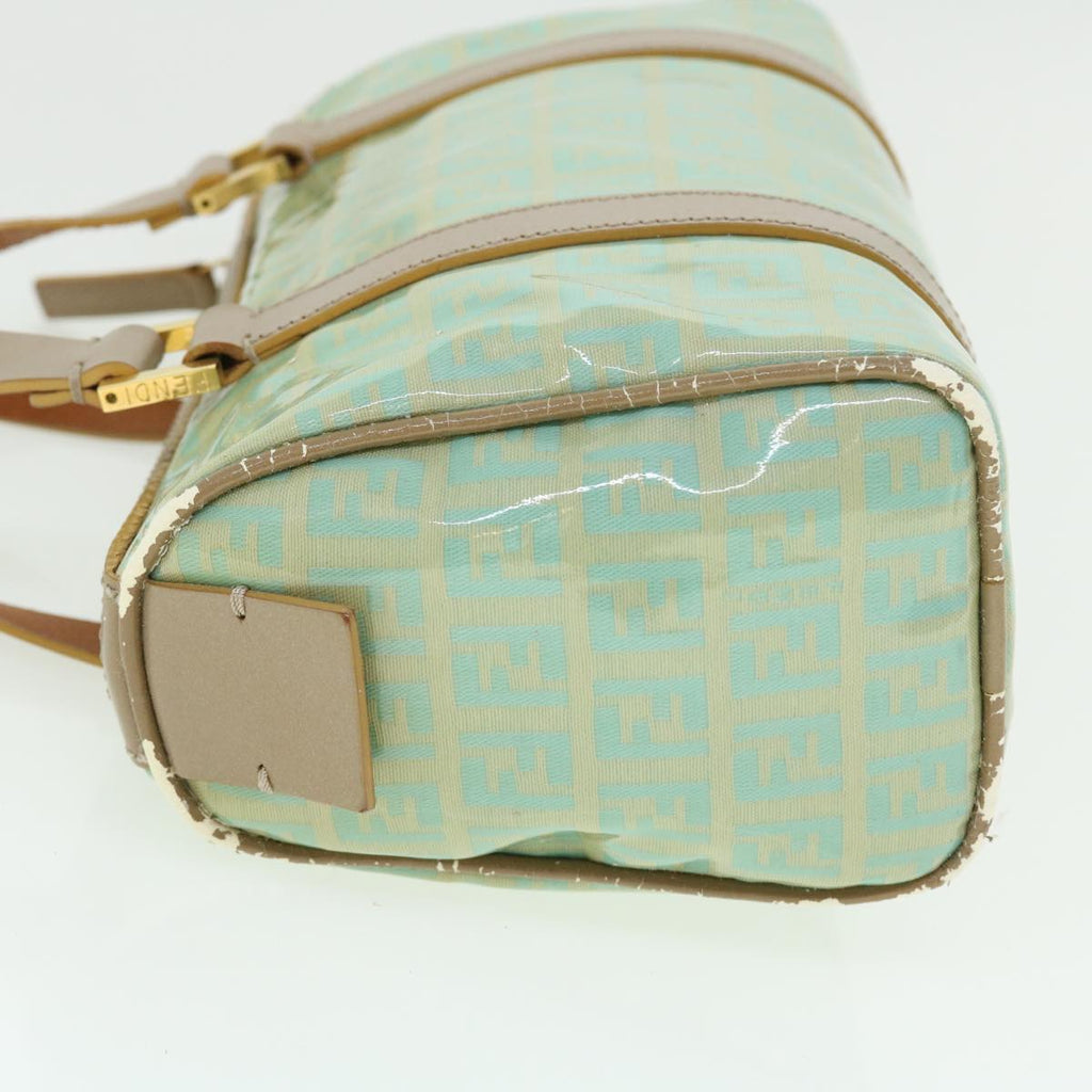 FENDI Zucchino Canvas Hand Bag Enamel Light Blue 52118