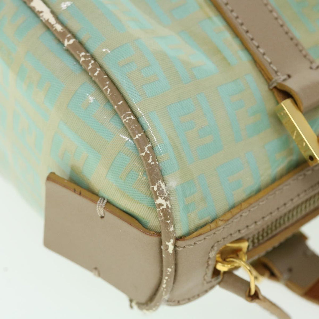 FENDI Zucchino Canvas Hand Bag Enamel Light Blue 52118