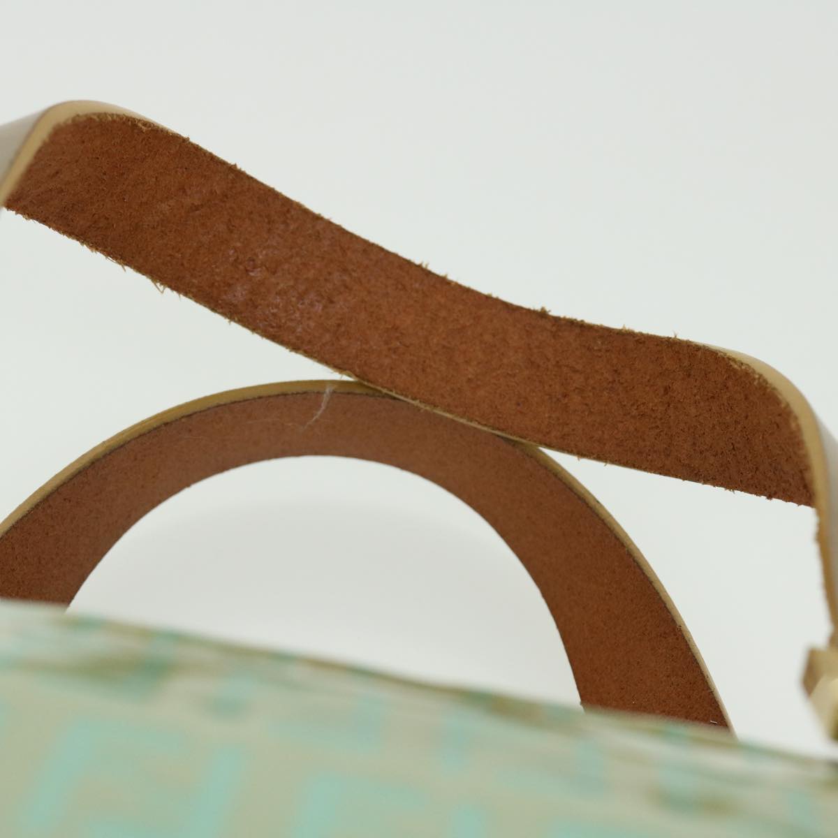 FENDI Zucchino Canvas Hand Bag Enamel Light Blue 52118