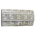 FENDI Zucca Canvas Mamma Baguette Long Wallet Silver 52170
