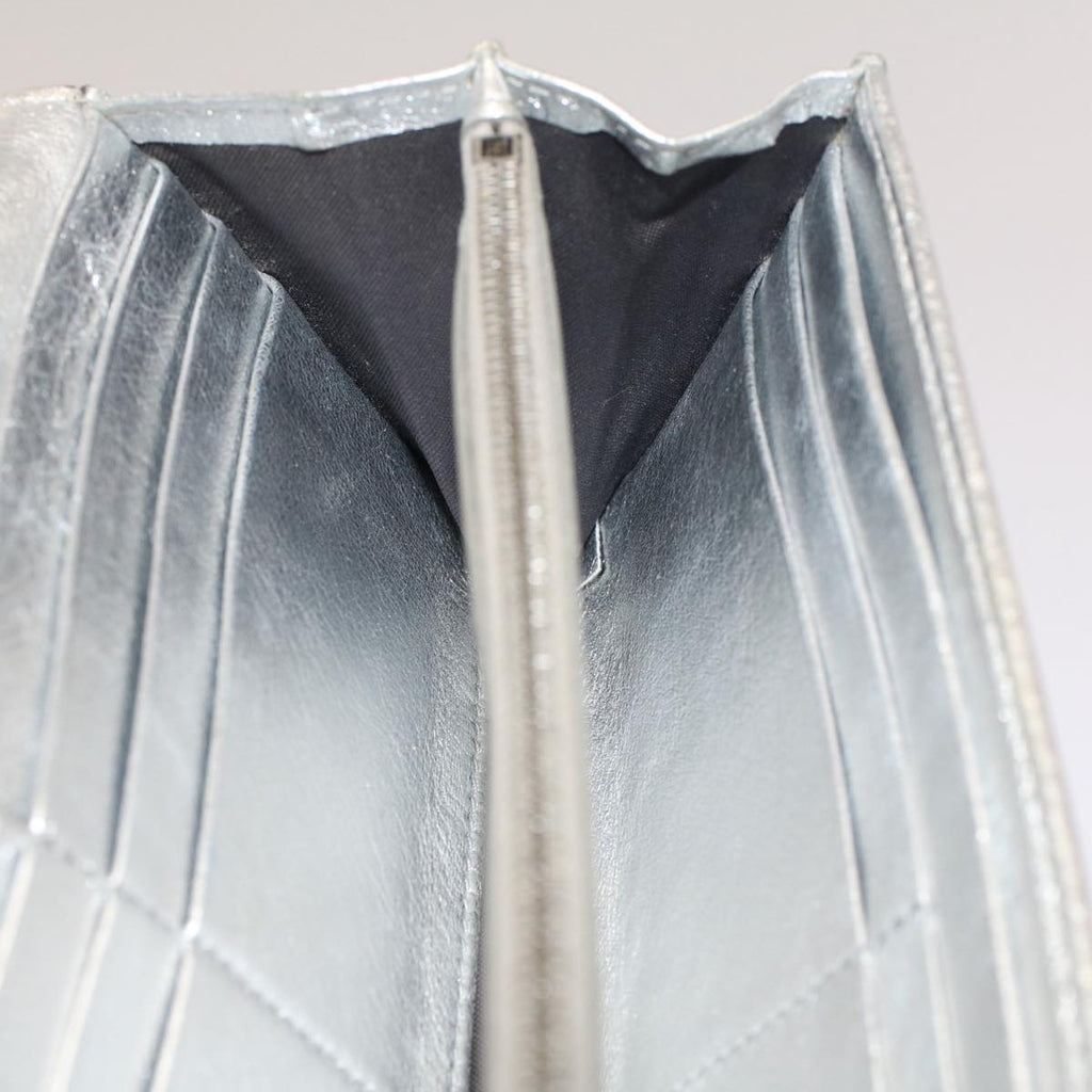 FENDI Zucca Canvas Mamma Baguette Long Wallet Silver 52170