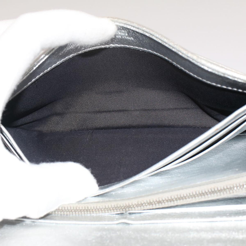 FENDI Zucca Canvas Mamma Baguette Long Wallet Silver 52170