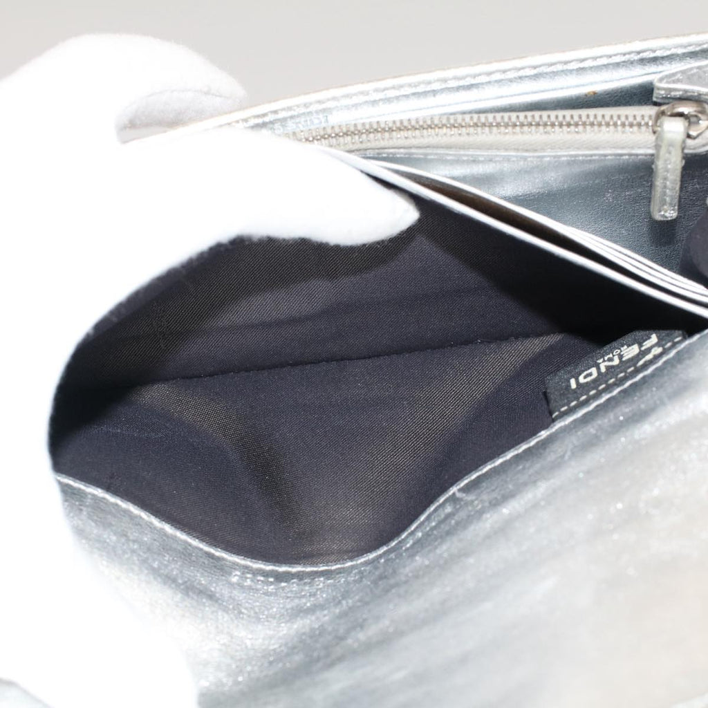 FENDI Zucca Canvas Mamma Baguette Long Wallet Silver 52170