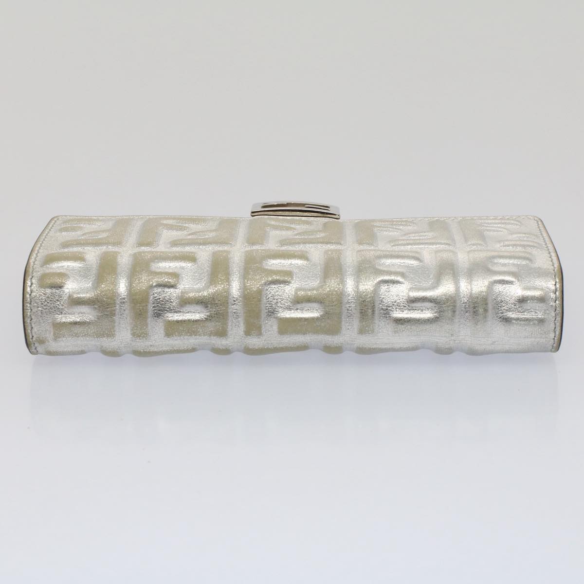 FENDI Zucca Canvas Mamma Baguette Long Wallet Silver 52170