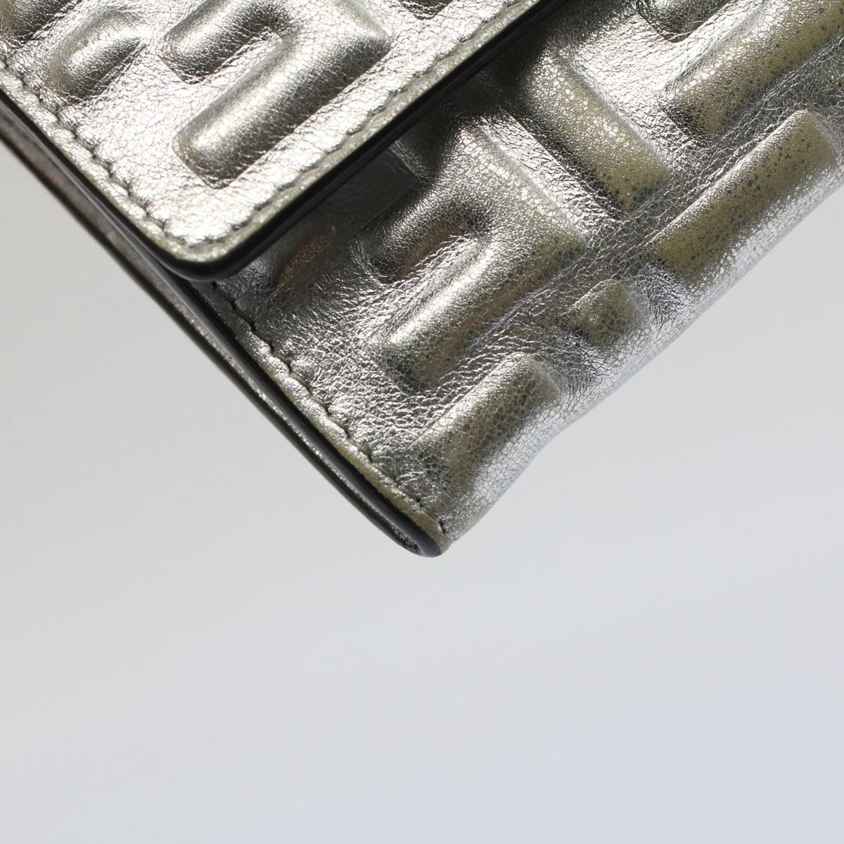 FENDI Zucca Canvas Mamma Baguette Long Wallet Silver 52170