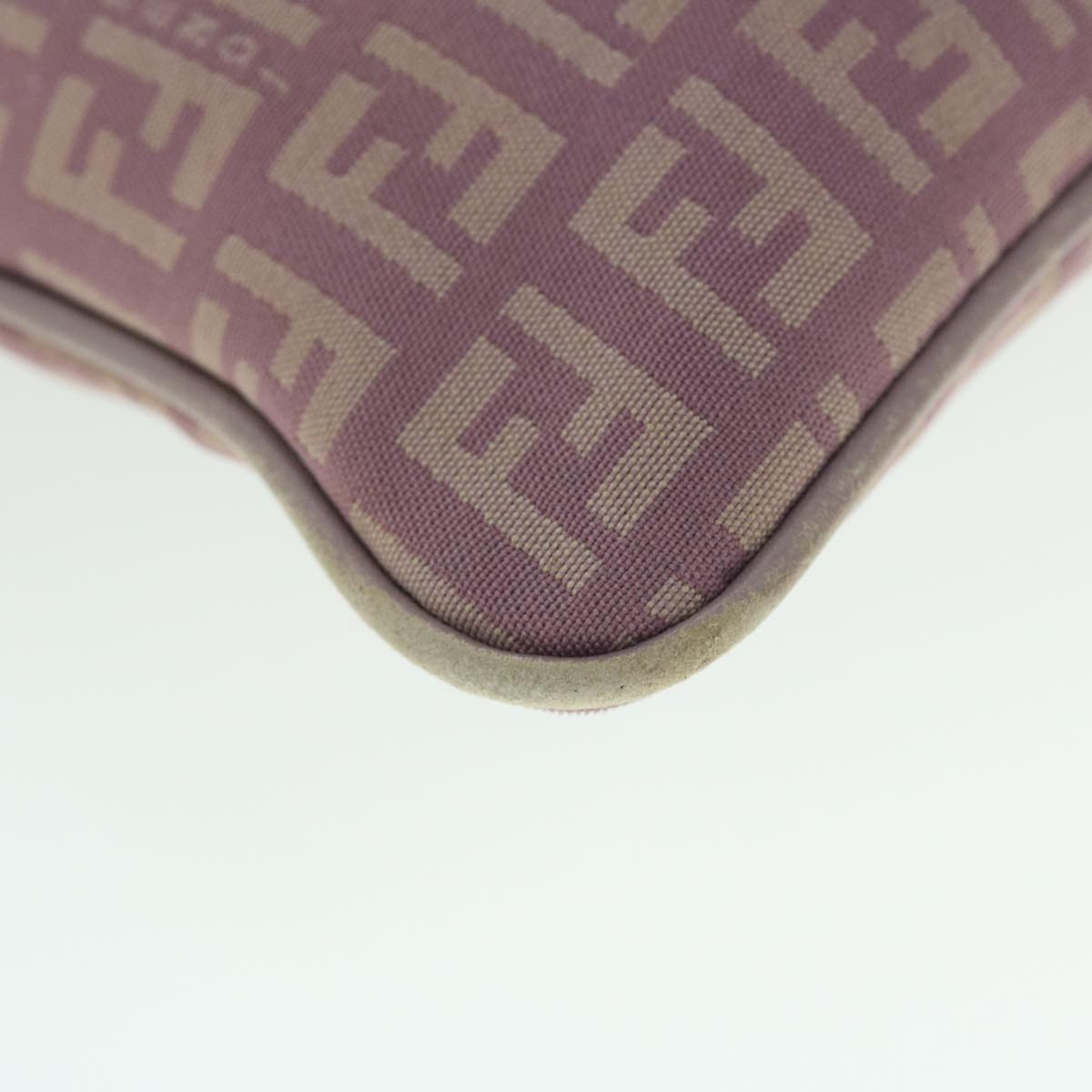 FENDI Zucchino Canvas Shoulder Bag Pink 52246