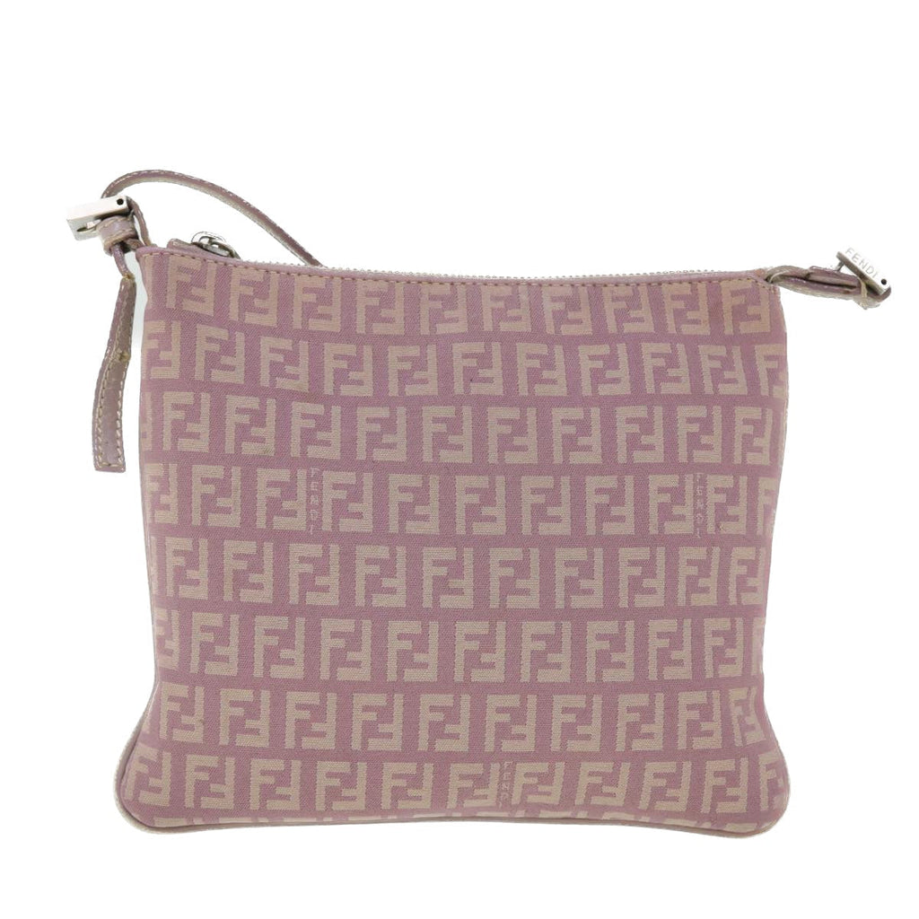 FENDI Zucchino Canvas Shoulder Bag Pink 52246