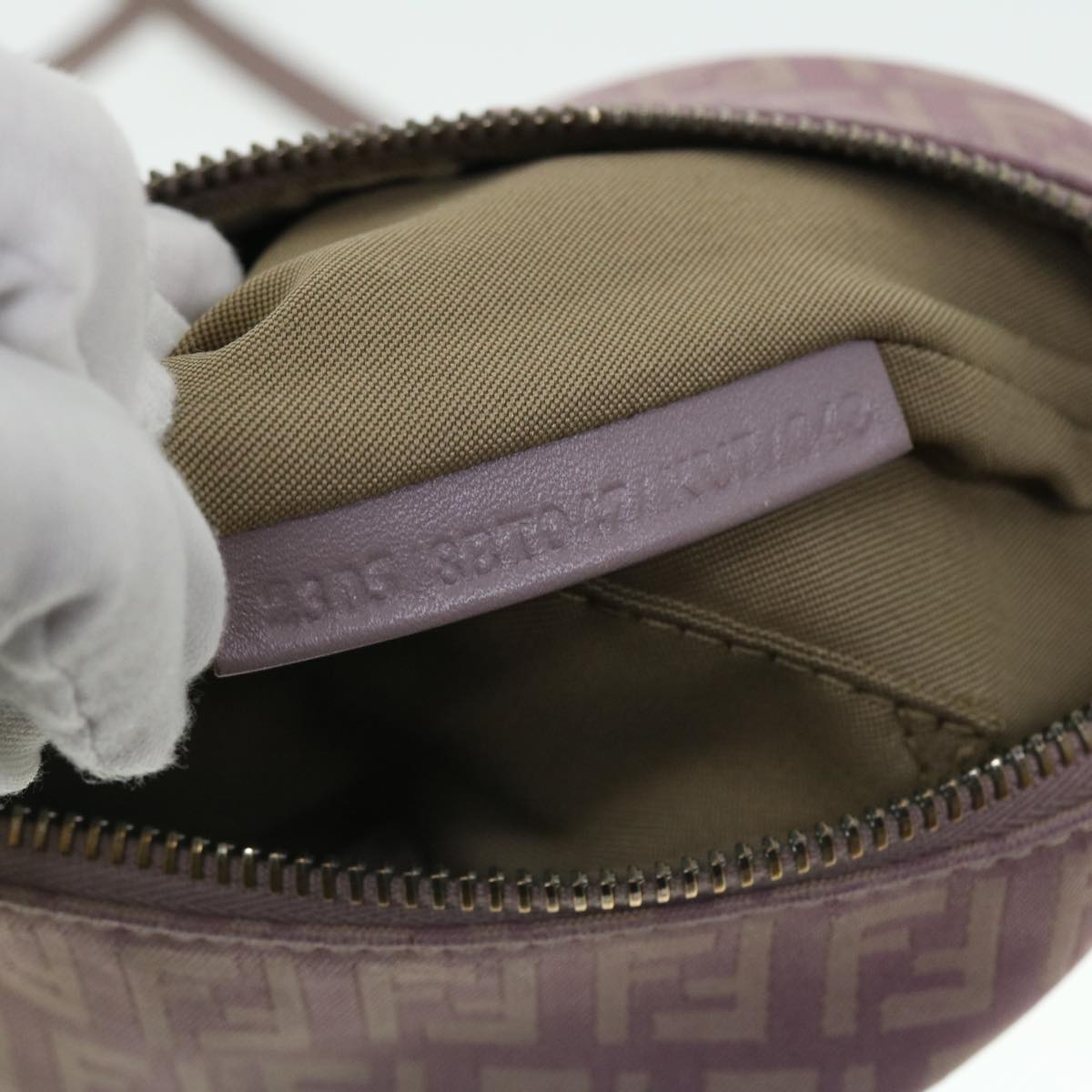 FENDI Zucchino Canvas Shoulder Bag Pink 52246