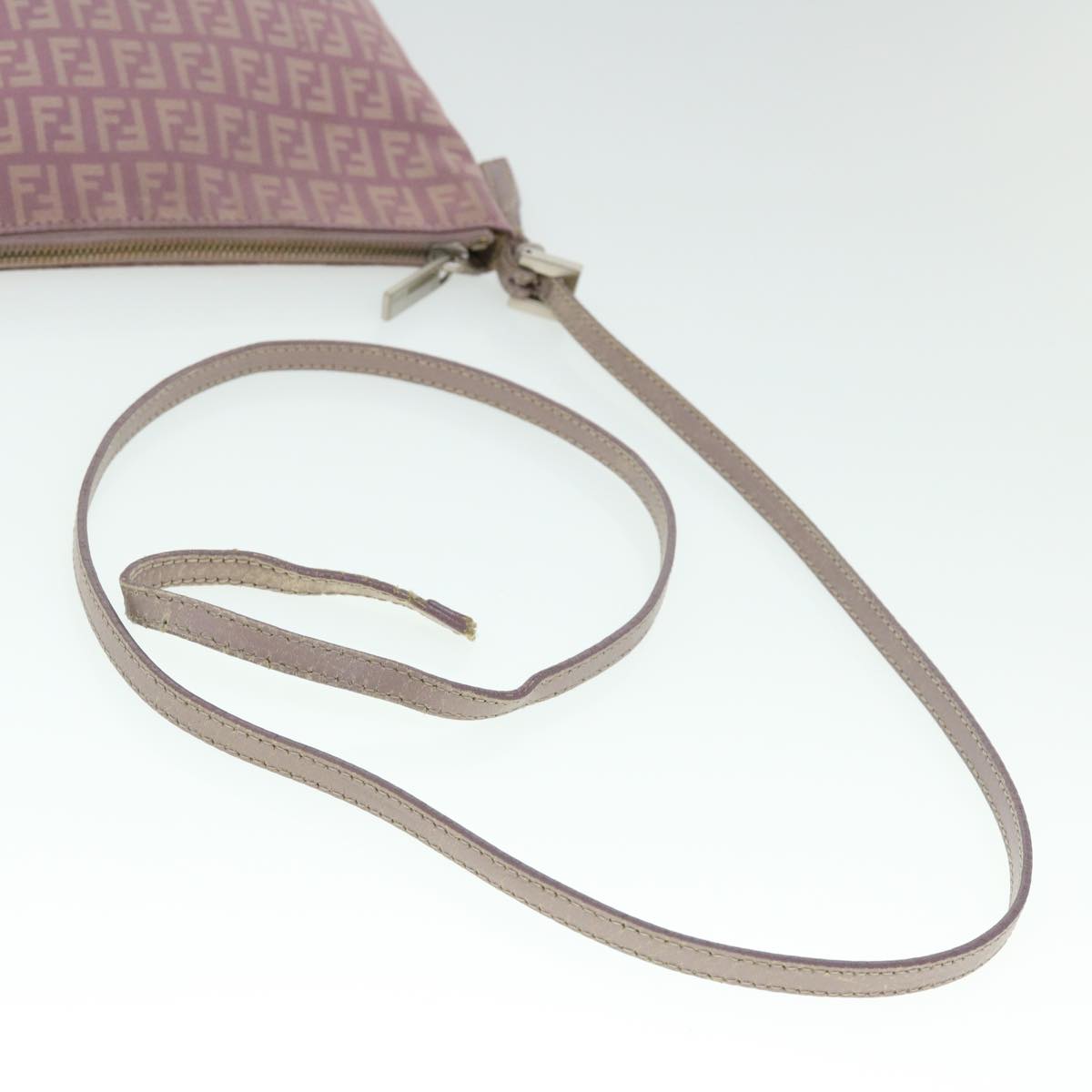 FENDI Zucchino Canvas Shoulder Bag Pink 52246