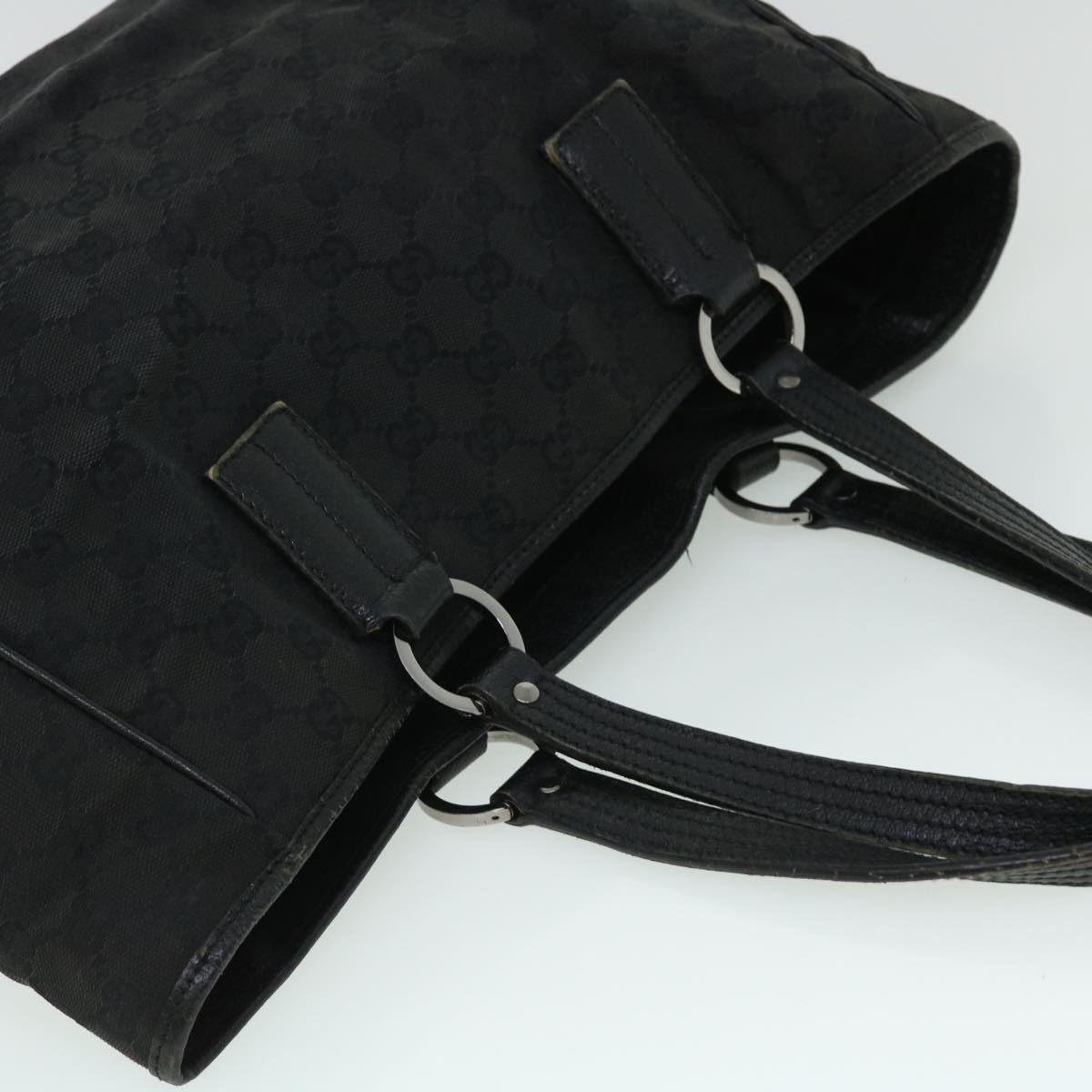 GUCCI GG Canvas Hand Bag Black 113017 52250
