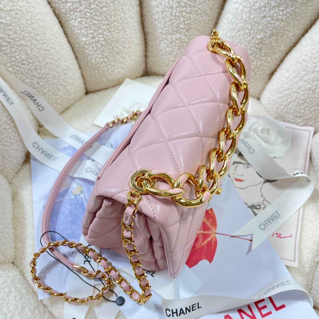 CHLLarge Flap Bag Gold Hardware PiNike For Women, Women’s Handbags, Shoulder Bags 9.1in/23cm AS3367