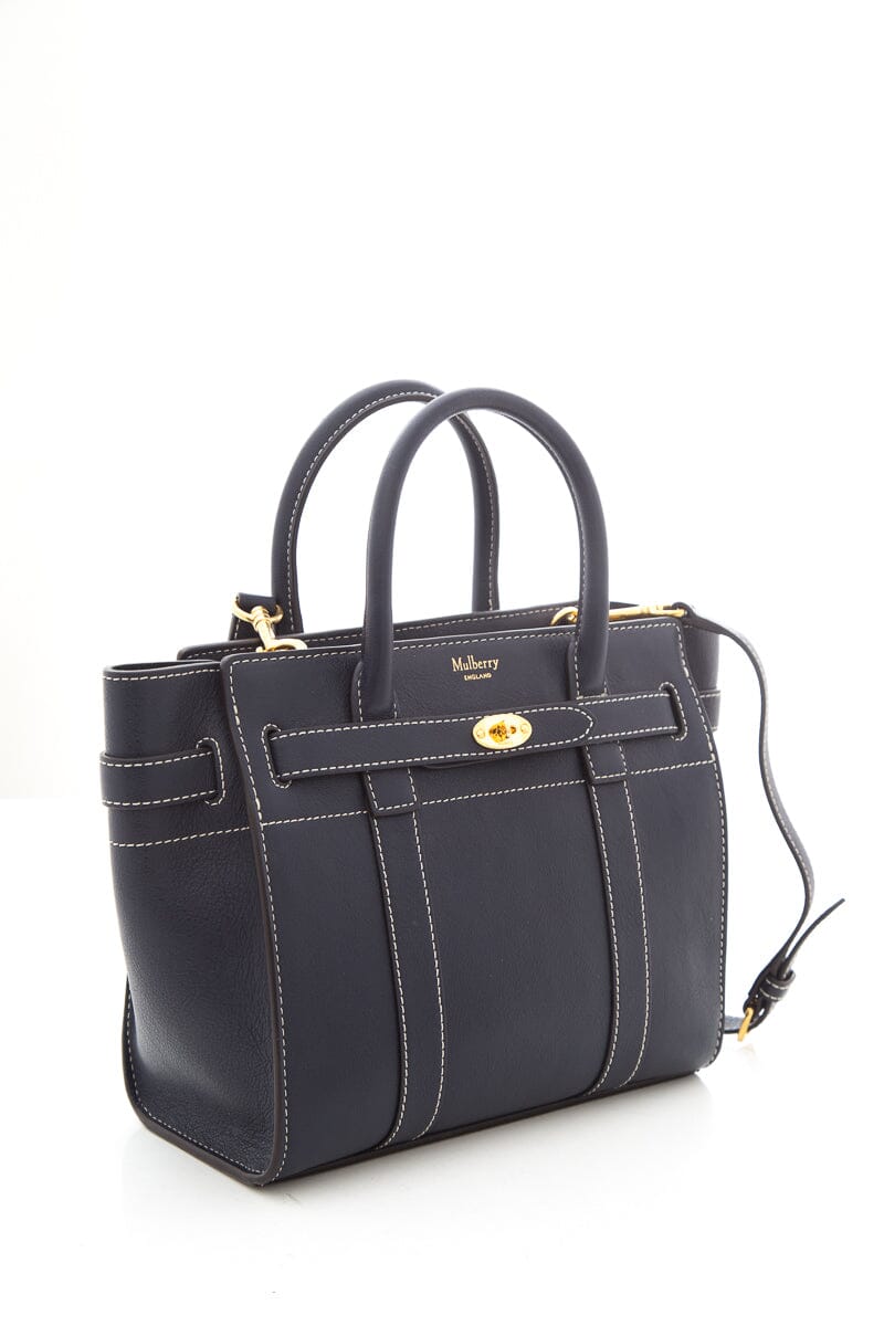 Mulberry Midnight Navy Bayswater Zipped Mini Handbag