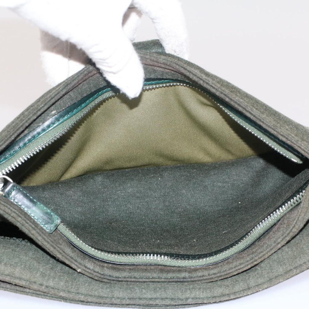 FENDI Mamma Baguette Shoulder Bag Nylon Green 52438